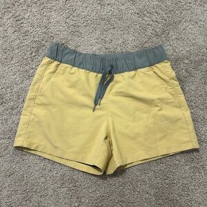 Women’s Gray Yellow Free Fly Workout Shorts- size medium